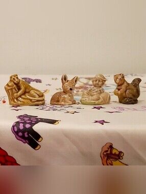 Vintage Ceramic Deer Figurine Collection - Brown Glazed Set